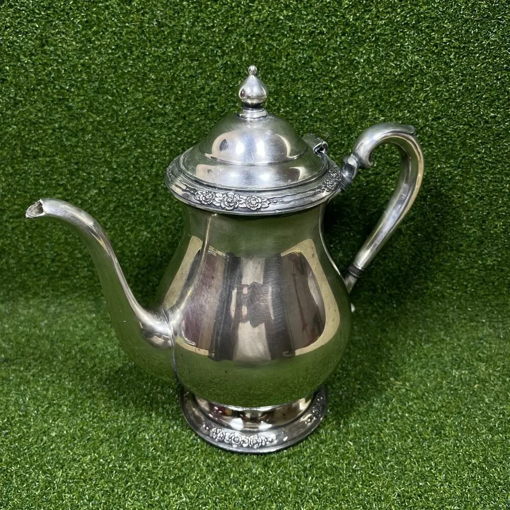 Vintage International Silver Co Camille 6002 Silverplate Teapot Floral 9